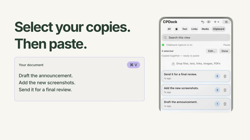 CPDock combine demonstration with sample content
